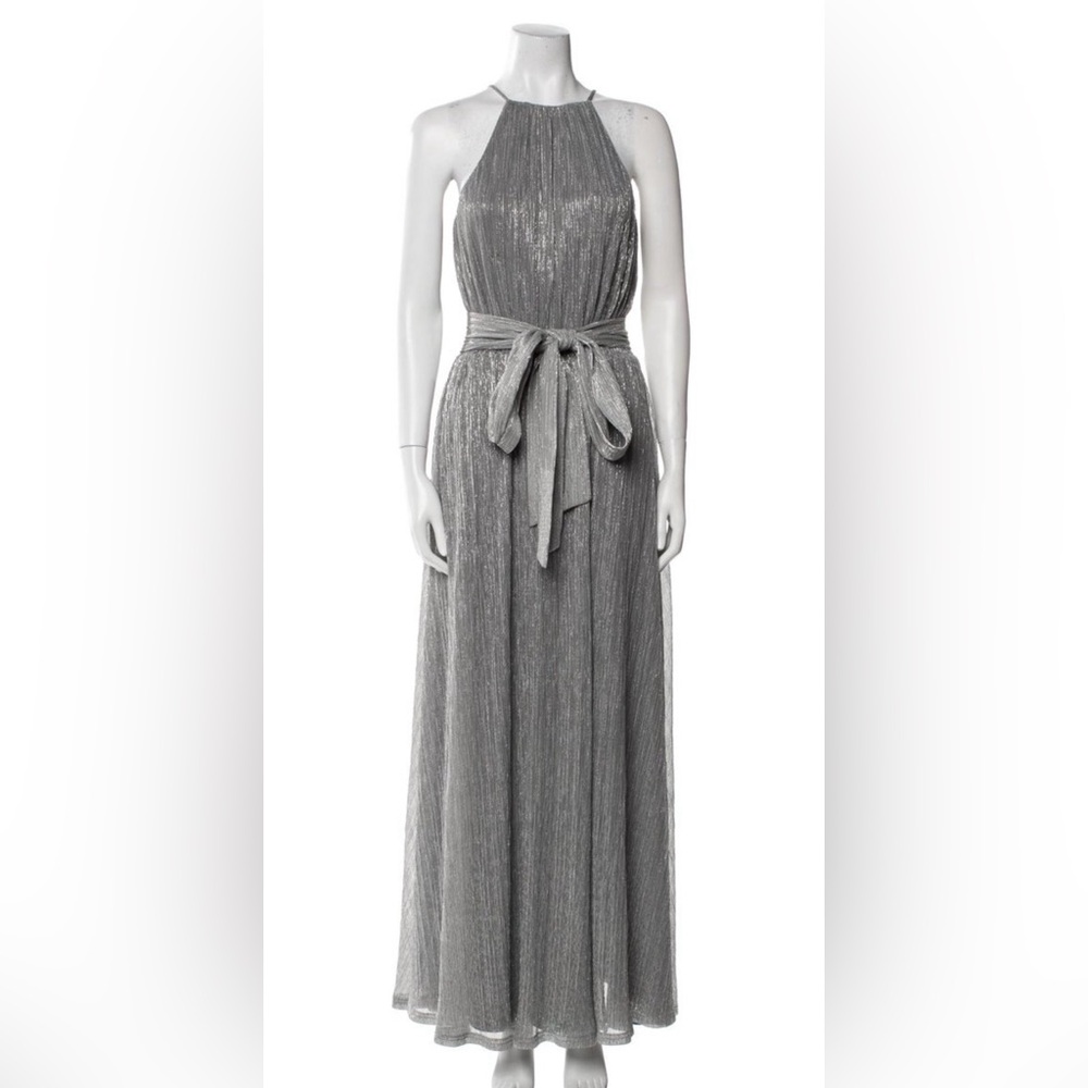 Halston Elegant Silver Evening Gown